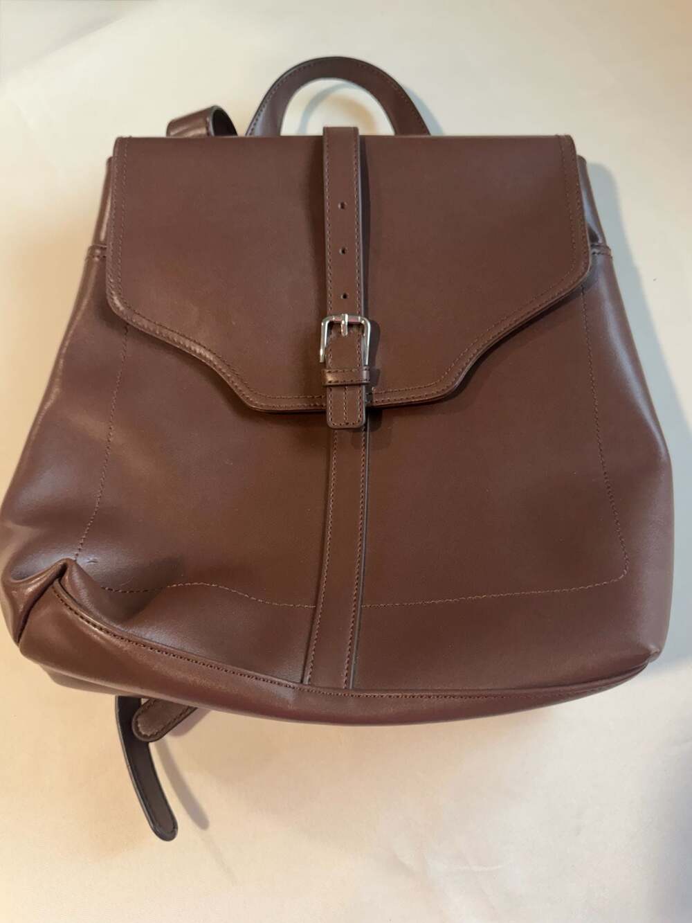 Brown Genuine Leather Backpack Minimalist Preppy Old Money Quiet Luxury Work Bag